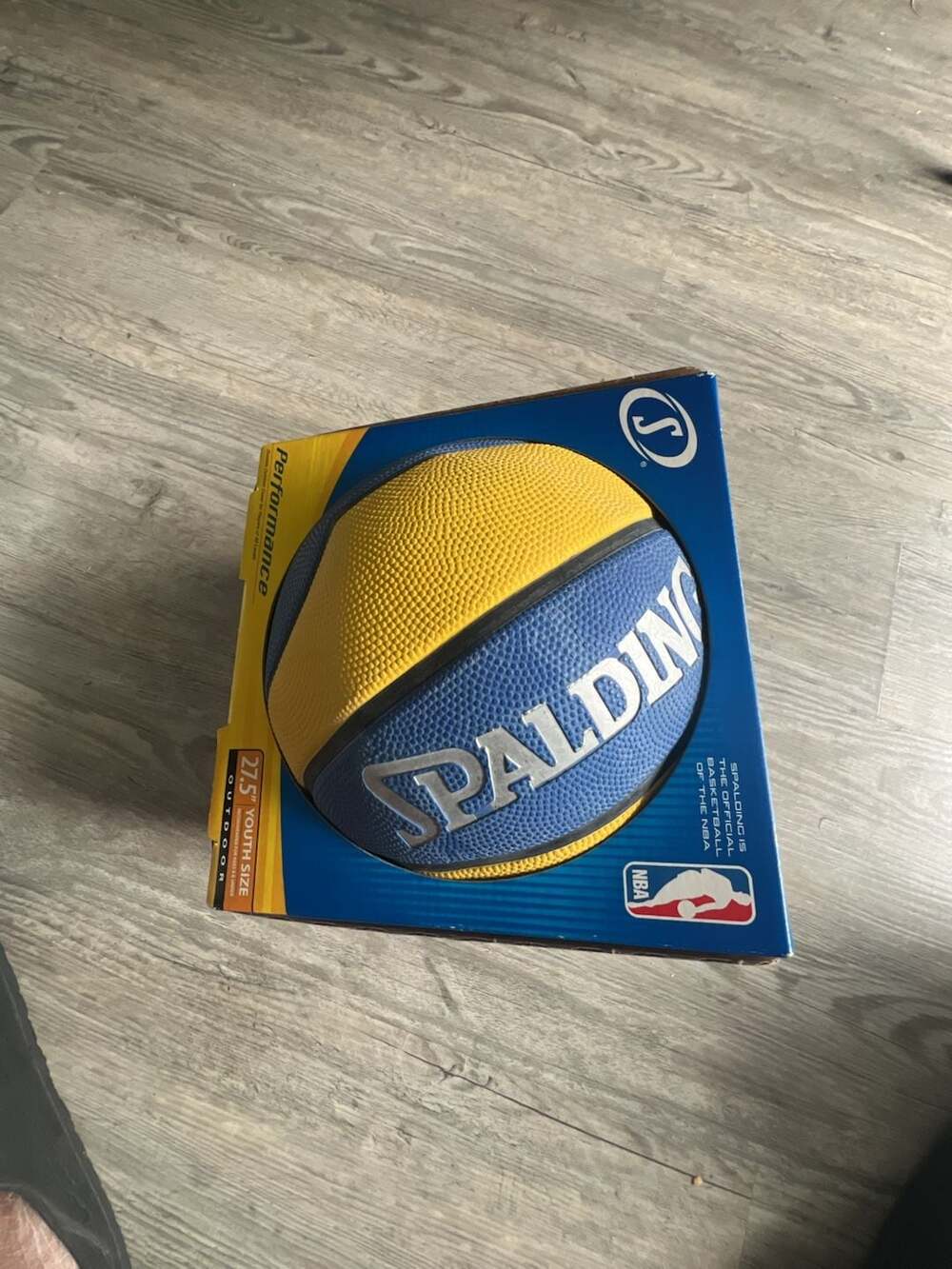 Spalding NBA Performance Youth Size 27.5 Outdoor Basketball Blue Yellow